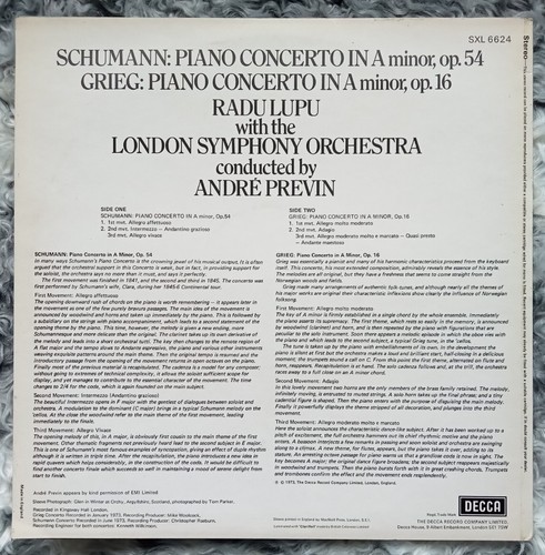 SXL 6624 SCHUMANN/GRIEG Piano Concertos RADU LUPU London Symp PREVIN LP UK 1977 - Picture 2 of 6
