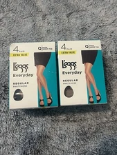 L'eggs 8 Pair Everyday Regular Nude Sheer Toe Pantyhose Size Q Large~ USA