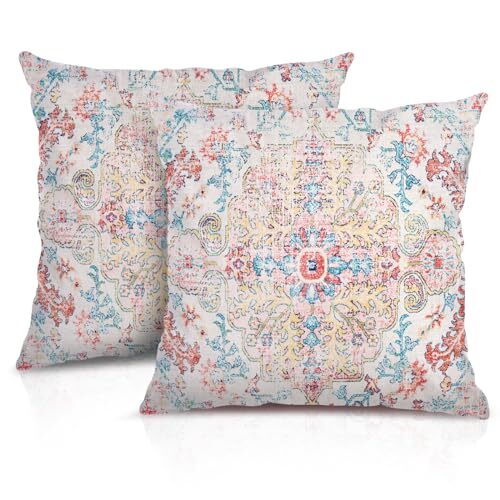 Boho Pink 18x18 Inch Throw Pillow Covers Set of 2 Style 05