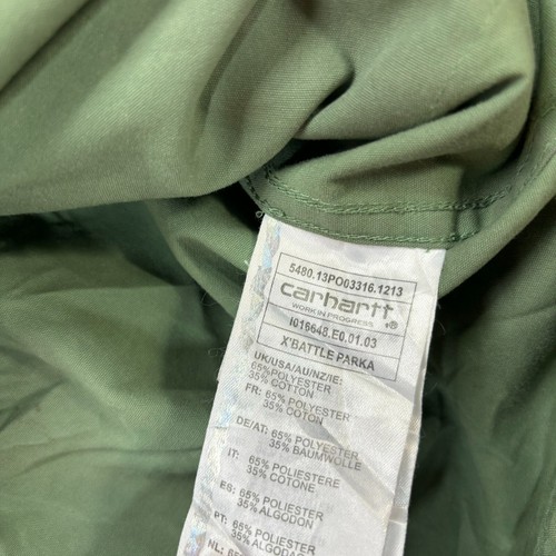 Carhartt Cappotto Adulto Medio Verde Battaglia Parka Cappuccio Giacca Leggera Uomo - Foto 7 di 10