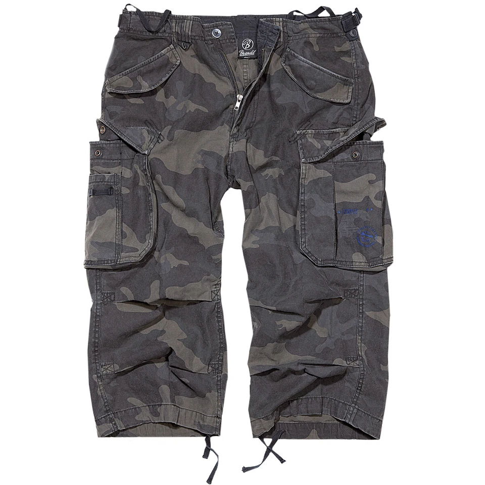 Brandit Industry Vintage 3/4 Short Coton Extériere Hommes Casual Fond Dark Camo - Photo 1/1