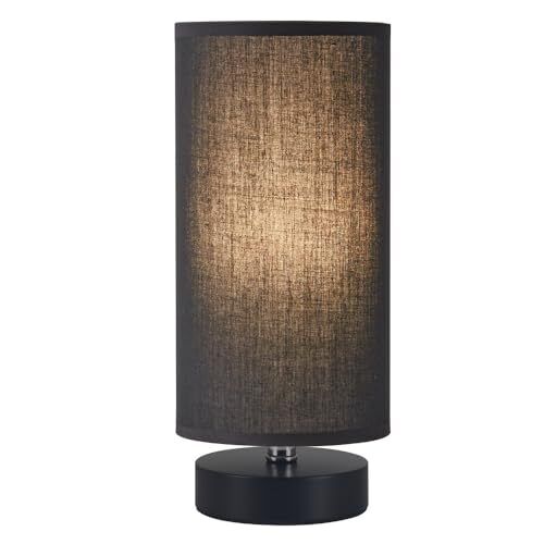 Table Lamp, Bedside Nightstand Lamp, Simple Desk Black Shade and Silver Base - Picture 1 of 3