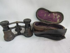 Antique La Reine Opera Glasses Binoculars w/ Case - w/ Damage