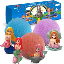 3 Large Bath Bombs for Kids with Surprise MERMAID Toys Inside