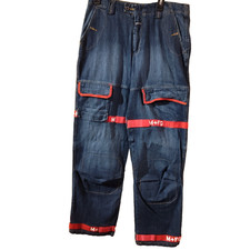 90s Vintage Marithe Francois Girbaud Jeans Sz 34 Red Shuttle Tape Blue Denim