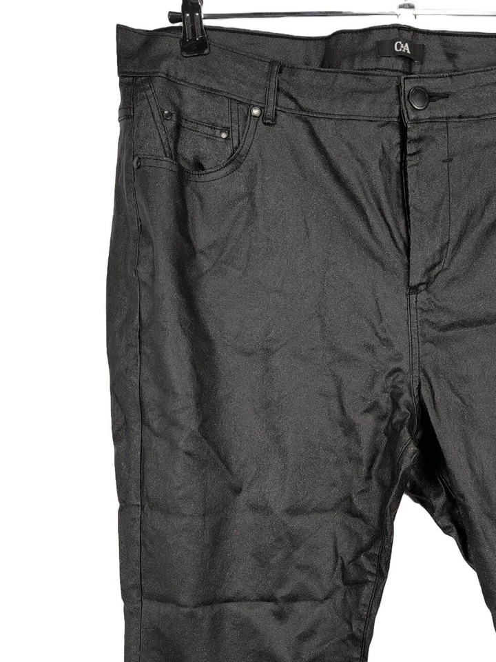 C&A Pantalon en simili Dames Pantalon T EU 48 noir style décontracté - Photo 3/4