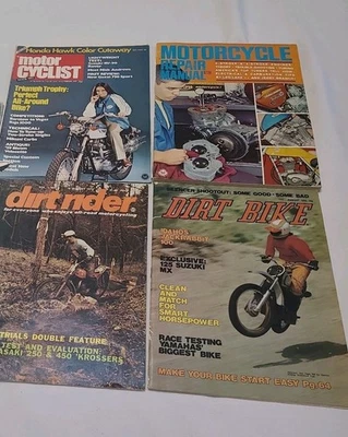 4 Vtg Magazines Dirt Rider Bike Motorcyclist 1970s Motorcycle Repair Manual 1968 - Image 1 of 4