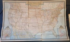 Vintage June 1951 Map of United States of America National Geographic Large VTG