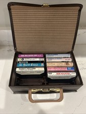 VINTAGE 12 Cassette Tape Storage CarryCase Brown Faux Leather  9 Cassettes USA