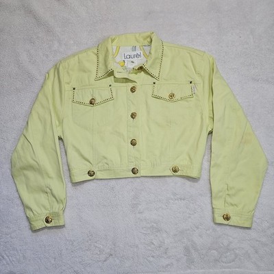 Escada Woman's yellow Denim Cotton  Jacket Gold Buttons Made in Italy 42