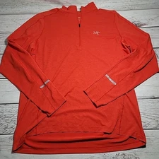 Arcteryx Cormac Long Sleeve 1/4 Zip Neck Orange Lightweight Pullover Mens L