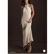 BHLDN Ruby Twist Halter Satin Gown Maxi Dress Light Pink Anthropologie Size 8