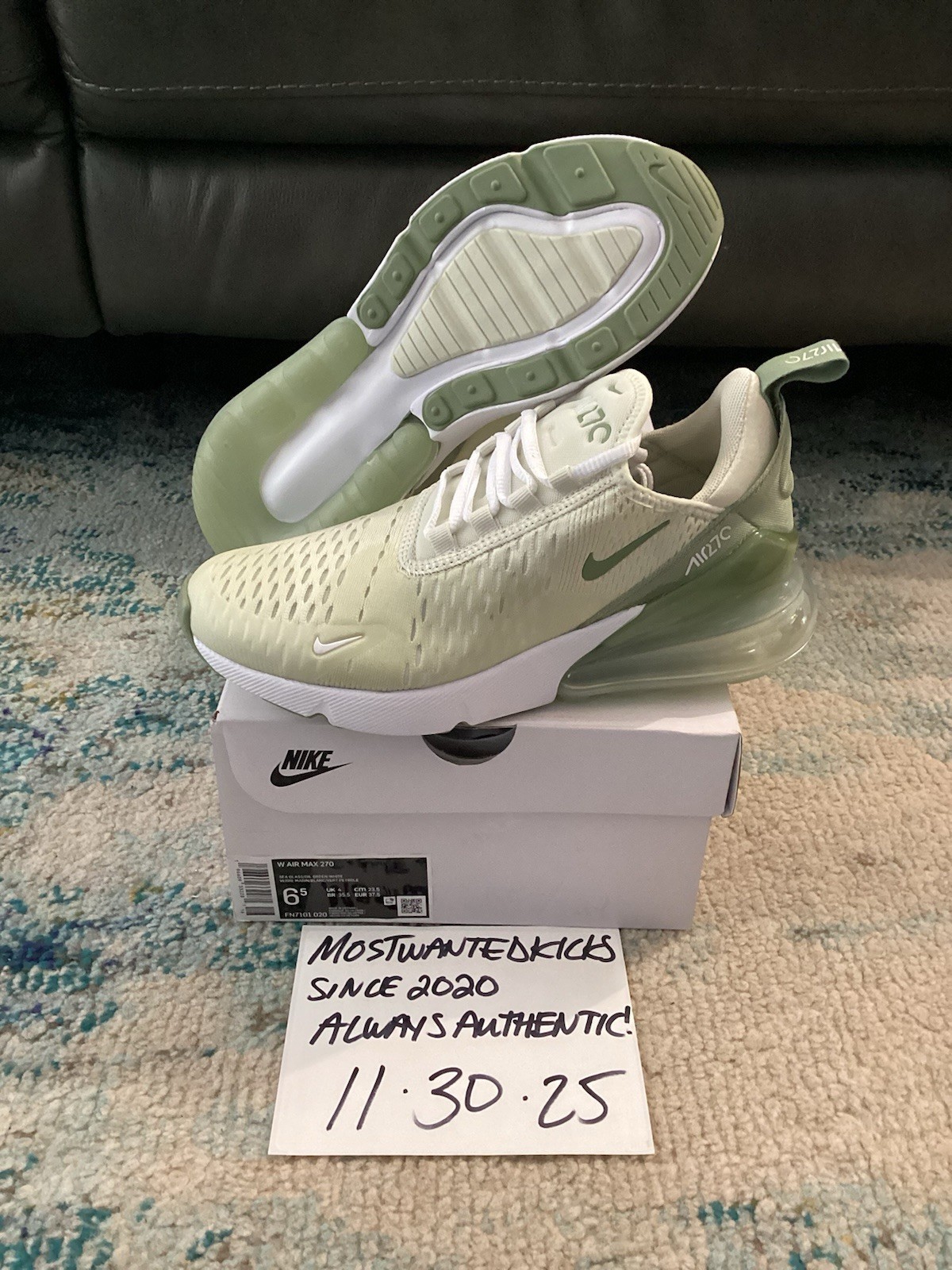 DS 2023 Nike Air Max 270 Sea Glass Oil Green Women’s Sz 6.5