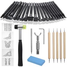 Leather Stamping Tools, Carving Kit, Scriber Pen, Hammer, Tracing Paper Set