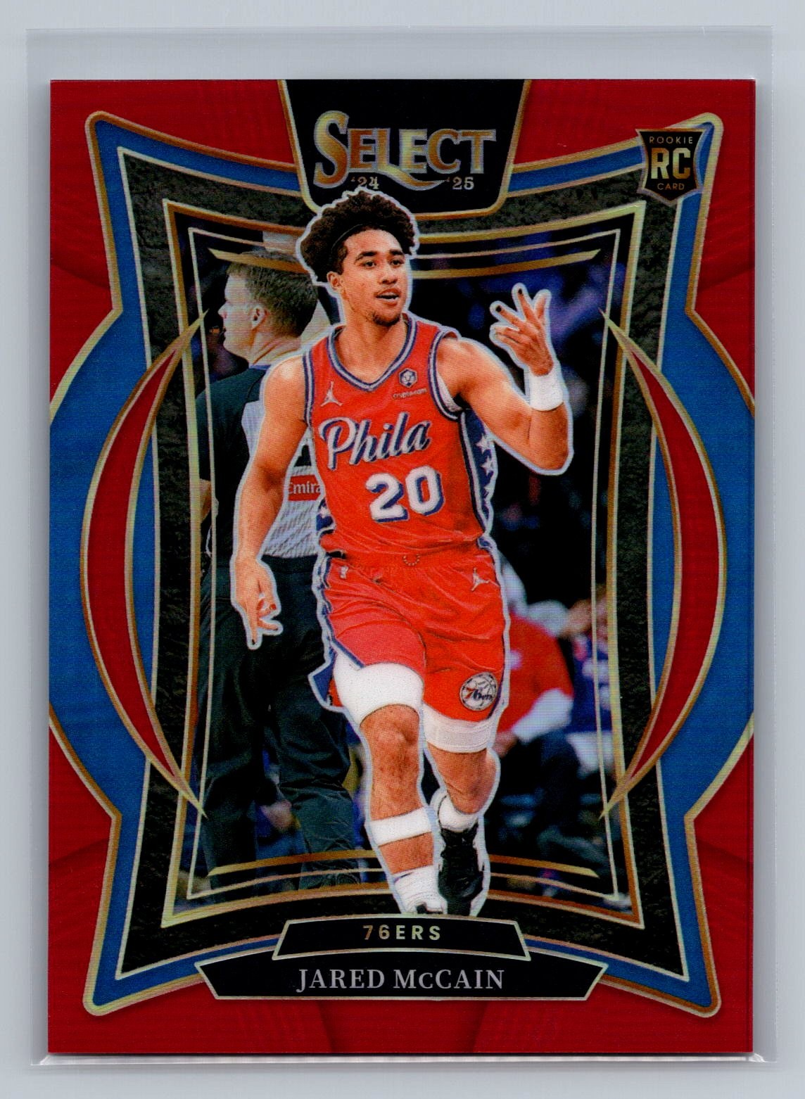 Jared McCain 2024-25 Panini Select #82 Red Prizm #/199 76ers RC