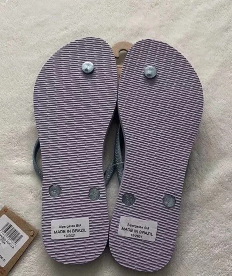 Chanclas Havaianas Delgadas Iridiscentes Sandalias Silenciosas Lila Púrpura Para Mujer 9/10 Foto 2 de 2