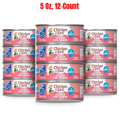 Chicken of the Sea Alaskan Pink Canned Salmon in Water, 5 Oz Cans, 12-Count