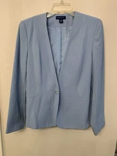 Karen Scott Women’s Jacket, Sz 12, Light Blue, Long Sleeve, 1 Button Closure