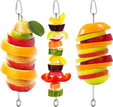 Bird Cage Food Holder 3Pcs Stainless Steel Skewer Feeder for Parrot Budgie Macaw