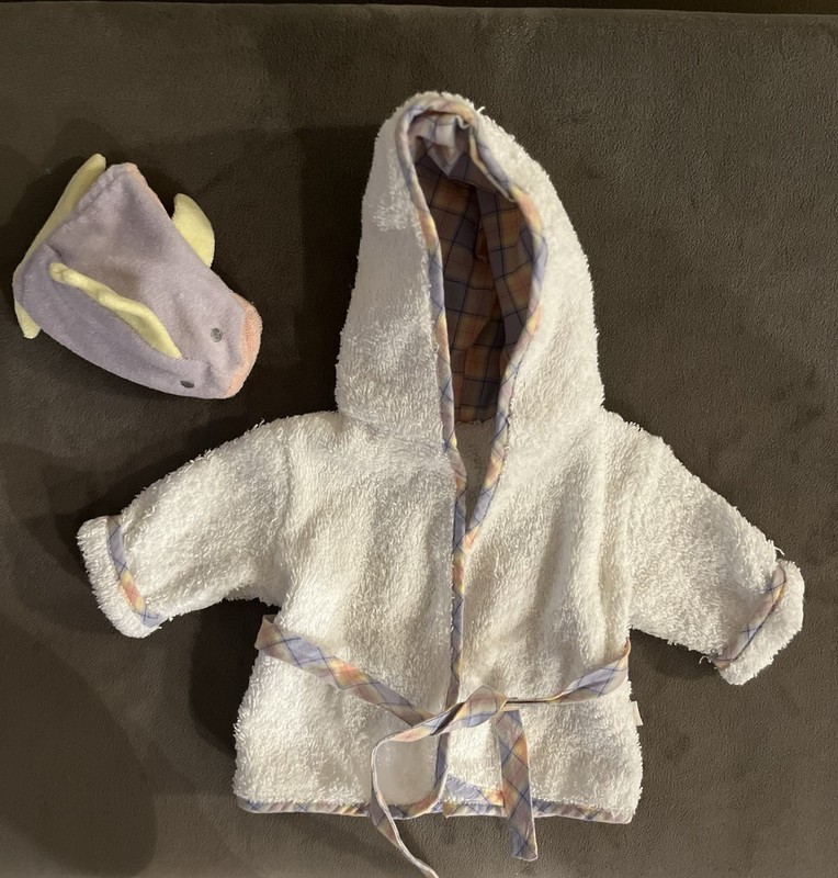 American Girl Bitty Baby Robe With Fish Wash mitt