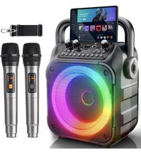 Karaoke Machine w/2 Wireless Microphones Karaoke Speaker Microphones for Adults