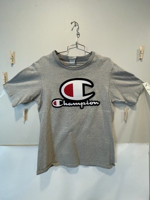 Champion T Shirt - Nice Big Patch On Front - Grey Medium