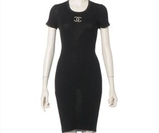 CHANEL Cocomark Cotton Silk Dress Black P37919K02547