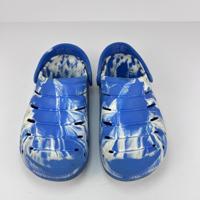 Rugged Shark Clogs Boys Size 11 Blue White Slip On Waterproof Lightweight
