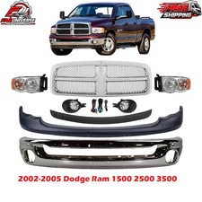 Front Bumper Chrome Headlights Kit For 2002-2005 Dodge Ram 1500 2500 3500 Front Bumper Chrome Headlights Kit For 2002-2005 Dodge Ram 1500 2500 3500