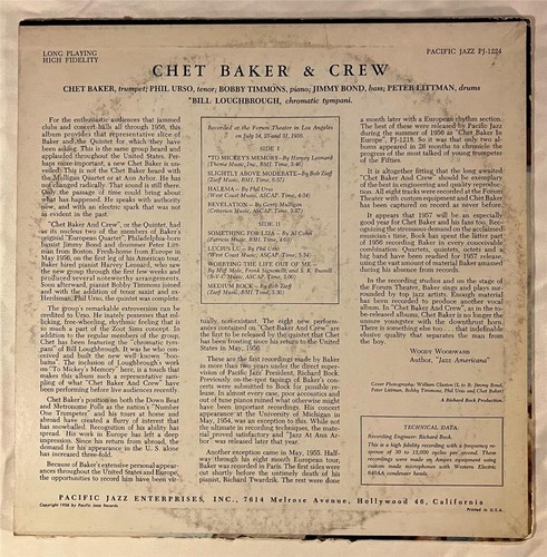 Chet Baker & Crew~1956 S/T Self-Titled~Original US Mono Pacific Jazz PJ-1224 DG - Imagen 3 de 5