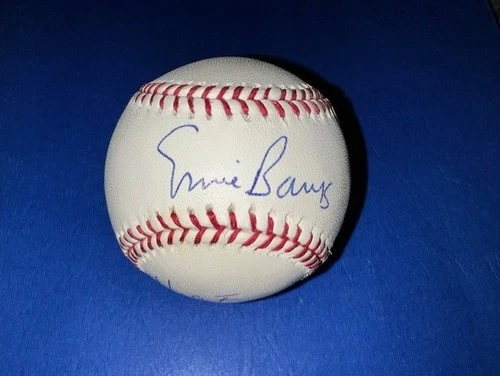 Ernie Banks Autographed Official ML Baseball, HOF, 2XMVP, 14XAllStar, with COA