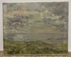 Antique Marine Landscape Painting Brittany Normandy Sea XIX Signed Rousselle