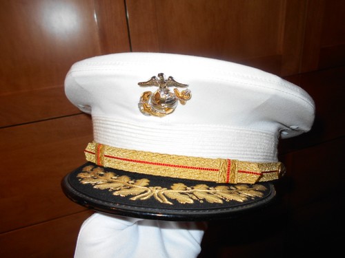 U.S. Marine Corps ~ General Officer cap ~ STERLING emblem ~ Made in the U.S.A.