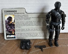 1985 GI Joe Snake Eyes Figure With File Card Backpack & Weapon