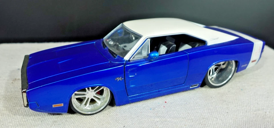 Dodge Charger 1970 Jada Toys Big Time Muscle azul/blanco 1/24 Foto 3 de 4
