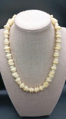 Vintage Large Puka Shell Necklace 17.5  Authentic Hawaiian Surfer Choker