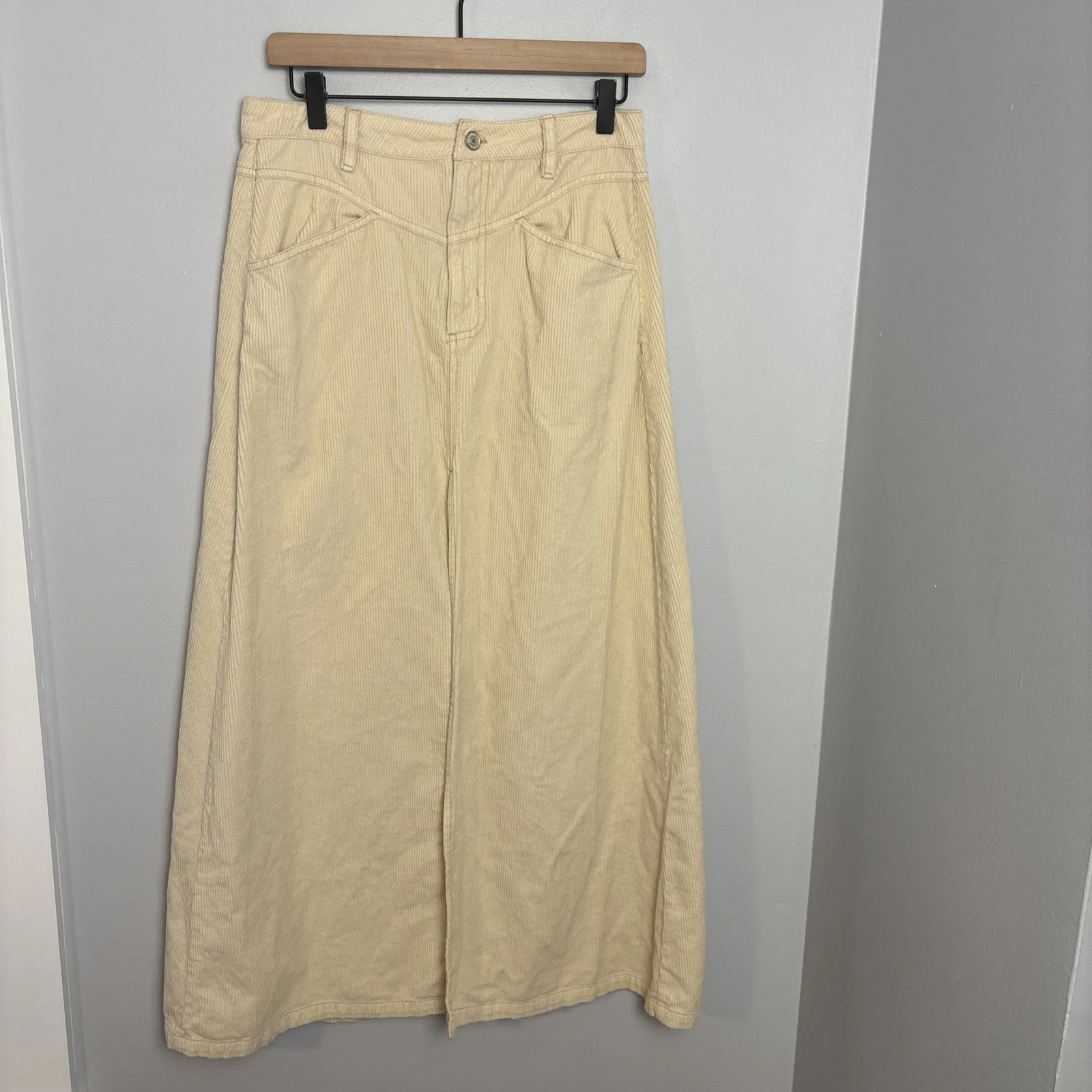 We The Free Size 4 Come As You Are Corduroy Maxi Skirt Fall Ivory Western
