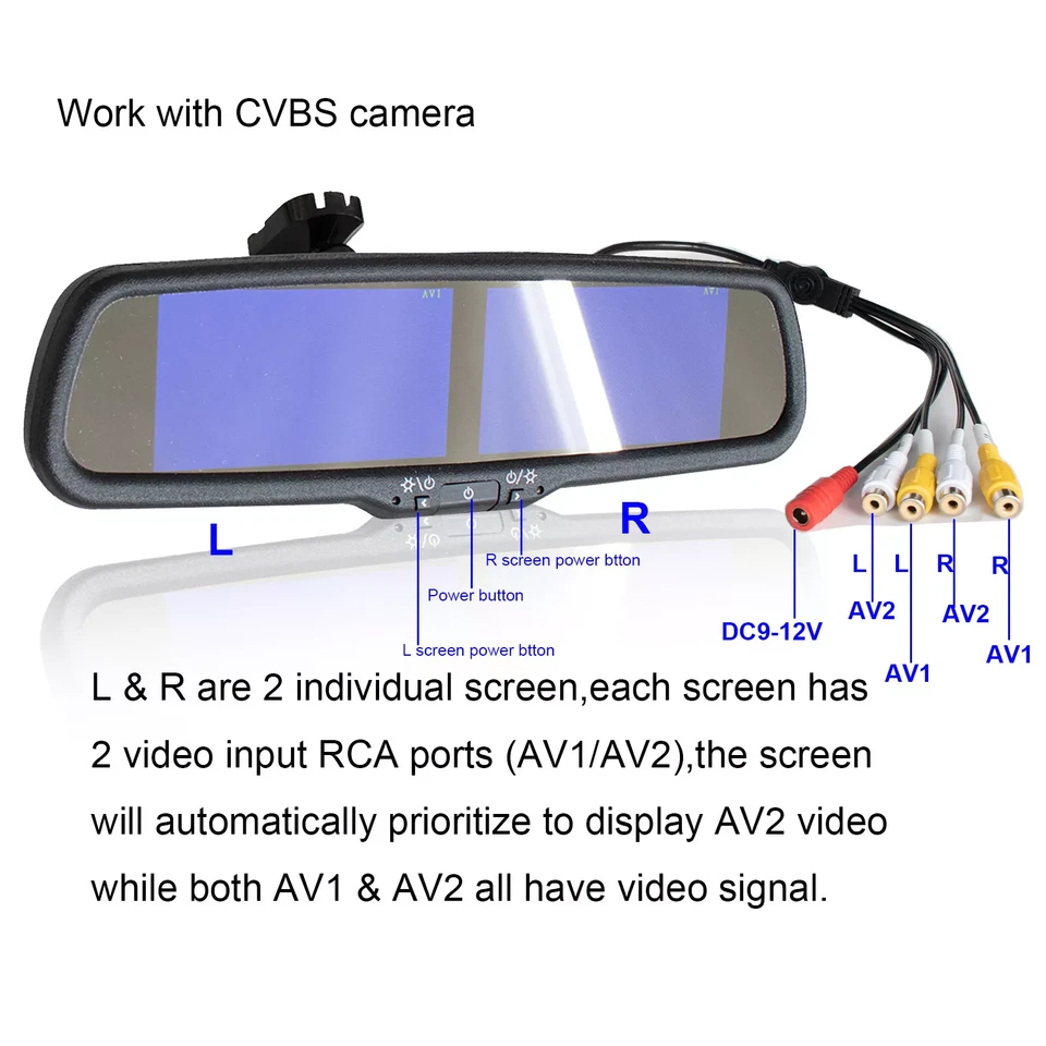 4.3" Dual Screen Car Rear View Monitor No1 Front Rear View Reversing Camera Kit - Image 3 of 4