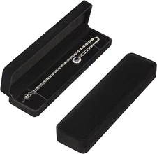 LETURE 2 Pieces Long Velvet Jewelry Chain Necklace Gift Box Set, Black 