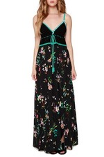 Willow & Clay Floral Crochet Trim Maxi Dress, V-neck Spaghetti straps, Small NWT