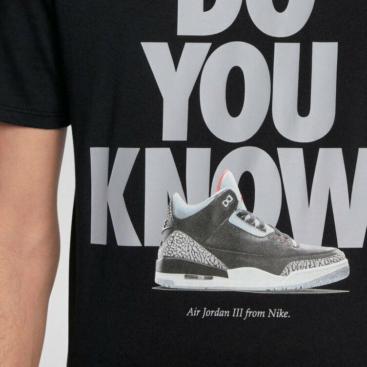 Nike Air Jordan AJ 3 Do You Know Mens Black Tee T-shirt Large 