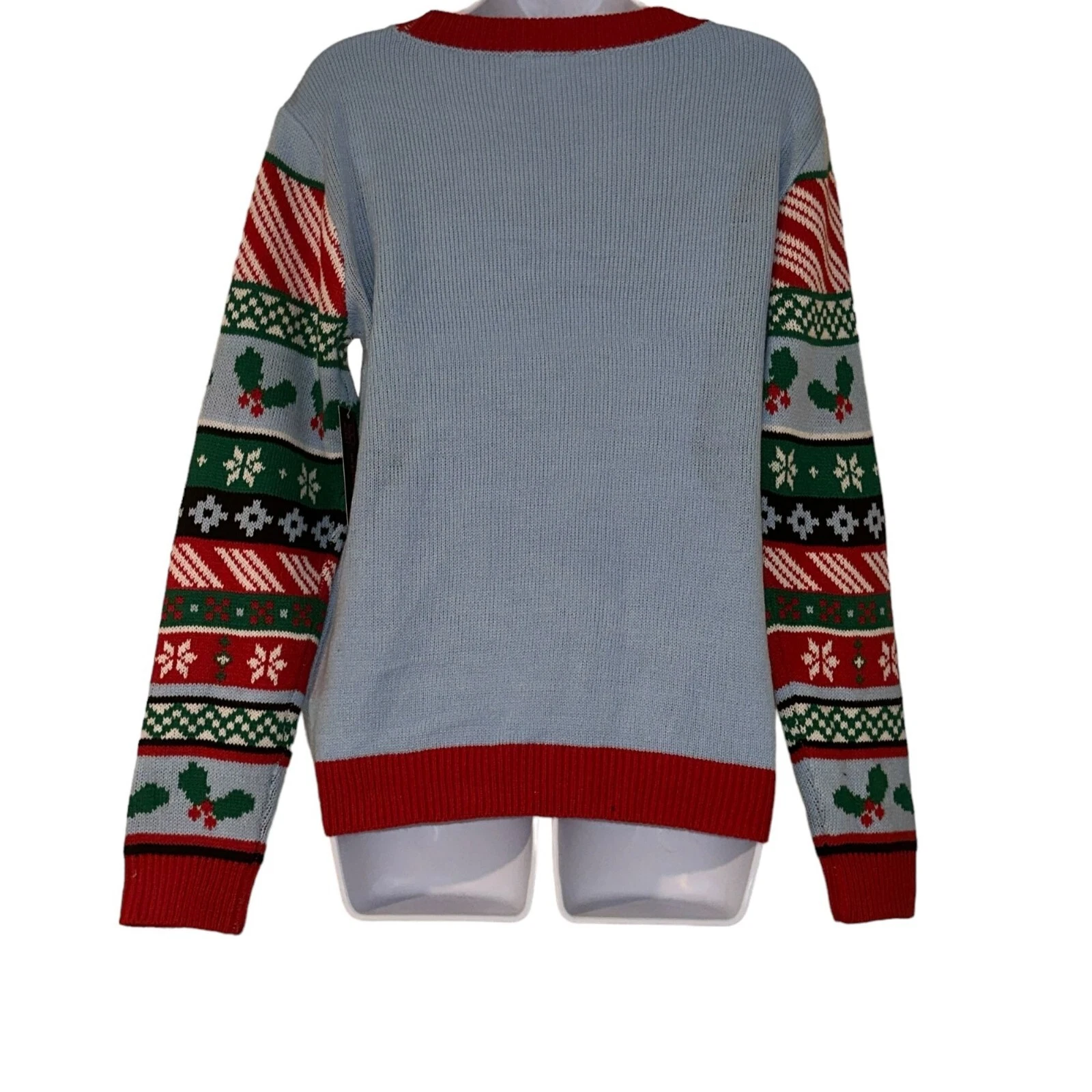 NWT No Boundaries Christmas Sweater Junior L 11 13 Jailbird Santa Pullover Funny