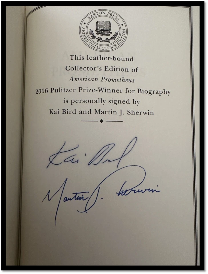 Oppenheimer American Prometheus SIGNED Sealed Easton Press Leather Pulitzer 2006 - Image 4 of 4