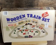 WOOD WORLD BIZZ WOODEN TRAIN SET - TODDLERS, DELUXE 80 PIECES TRAIN TOY SET