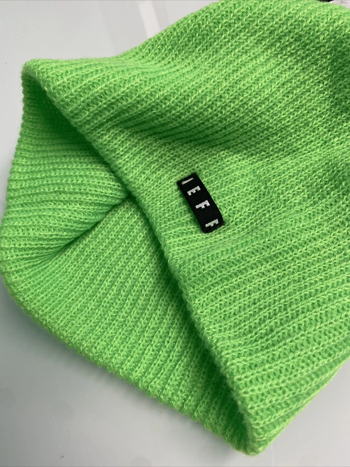NEFF Acrylic Beanie 均码纯色霓虹绿色罗纹针织帽 — 第 2/4 张图片