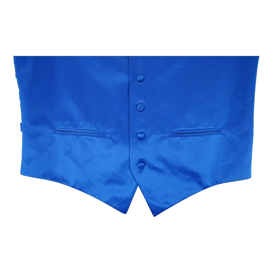 Chaleco Chaleco Vesuvio Napoli Para Hombre Botón Delantero Cuello en V Talla Grande Azul Sólido Foto 4 de 4