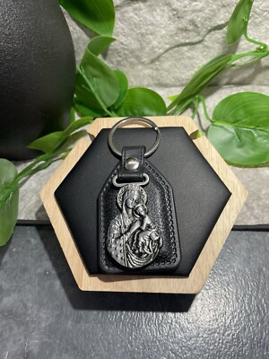 3.5'' Handmade Silver-Tone Mary & Child Pendant Keychain Purse Charm New B2488