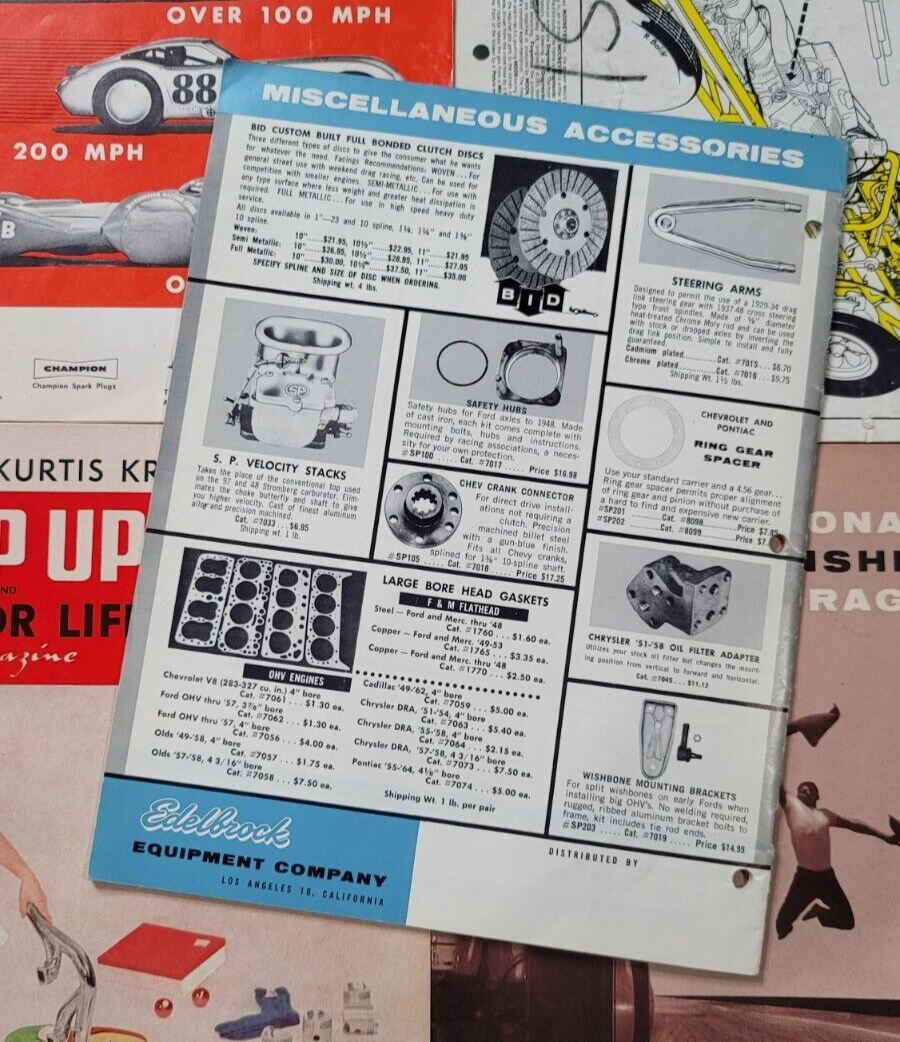 Original Vintage 1964 Hot Rod Parts Catalog EDELBROCK Drag Racing NHRA