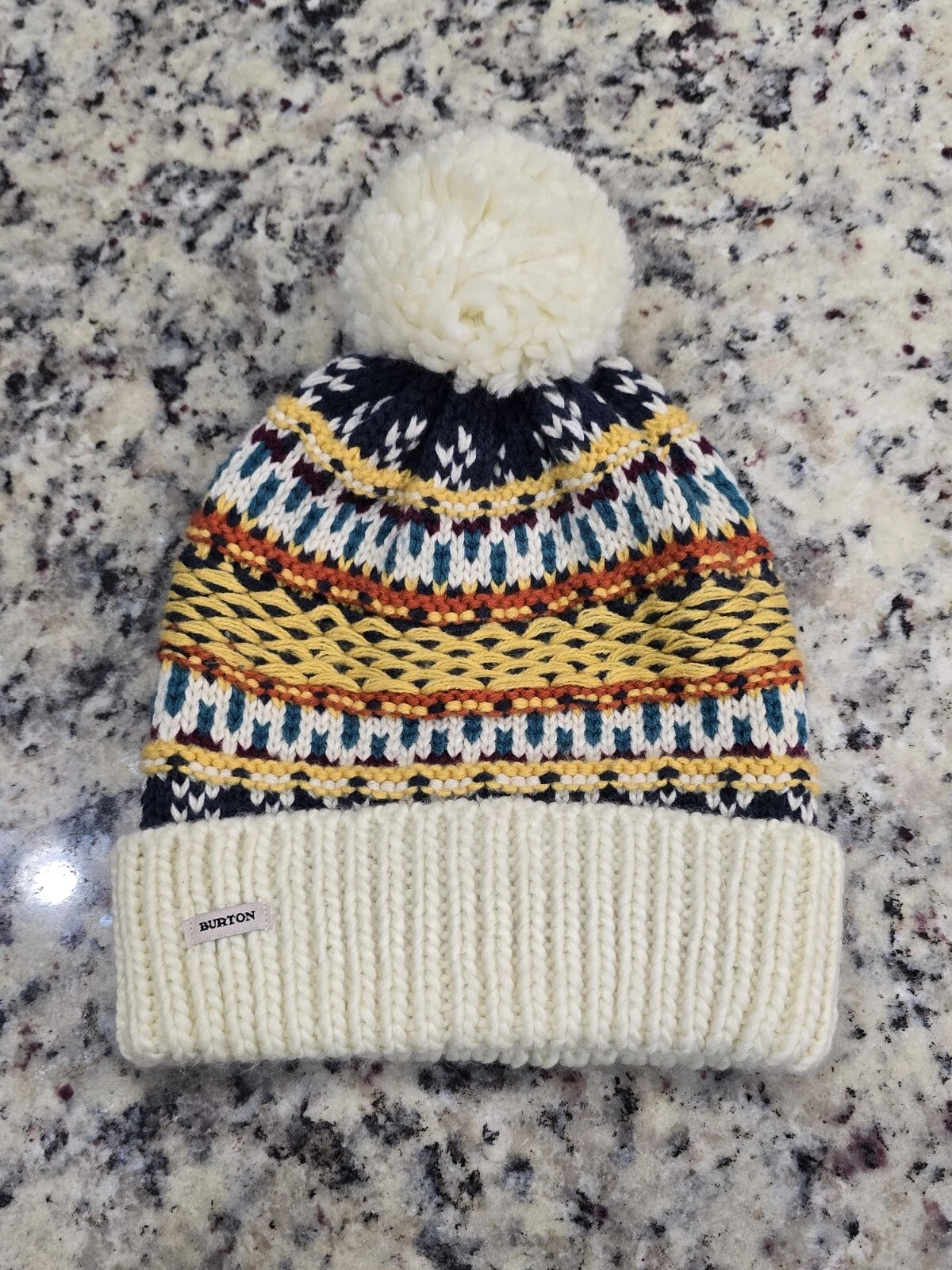 burton beanie winter cuffed pom braid knit ski snow 