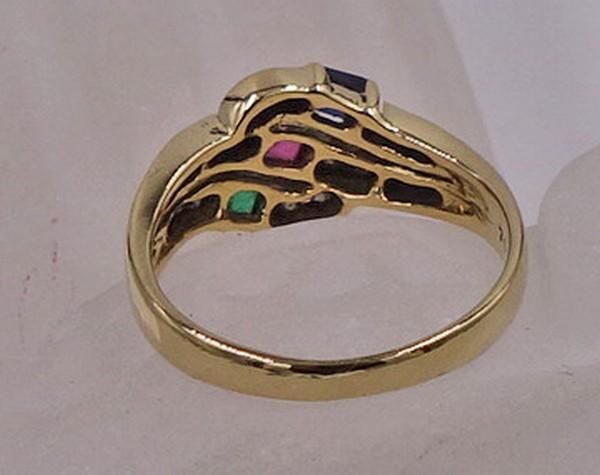 Ring with emerald, sapphire, ruby and brilliant d… - image 4
